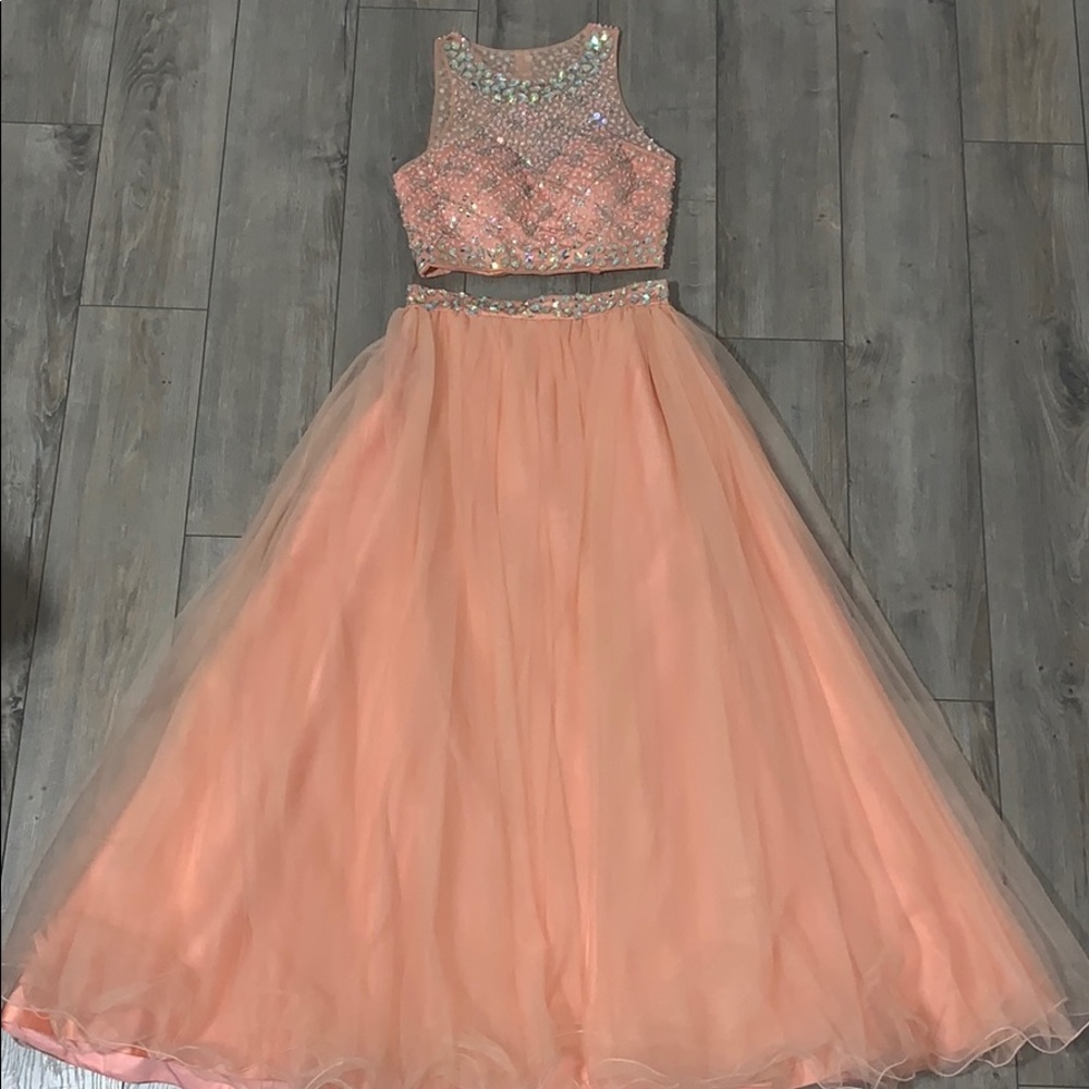DONATED Blush by Alexandria 2 Piece Coral Prom Dress - Picture 4 of 8